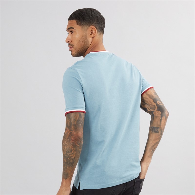 Ben Sherman Mens Pique Ringer T-Shirt Petrol - Image 2