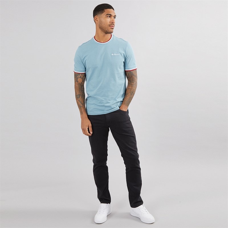 Ben Sherman Mens Pique Ringer T-Shirt Petrol - Image 3
