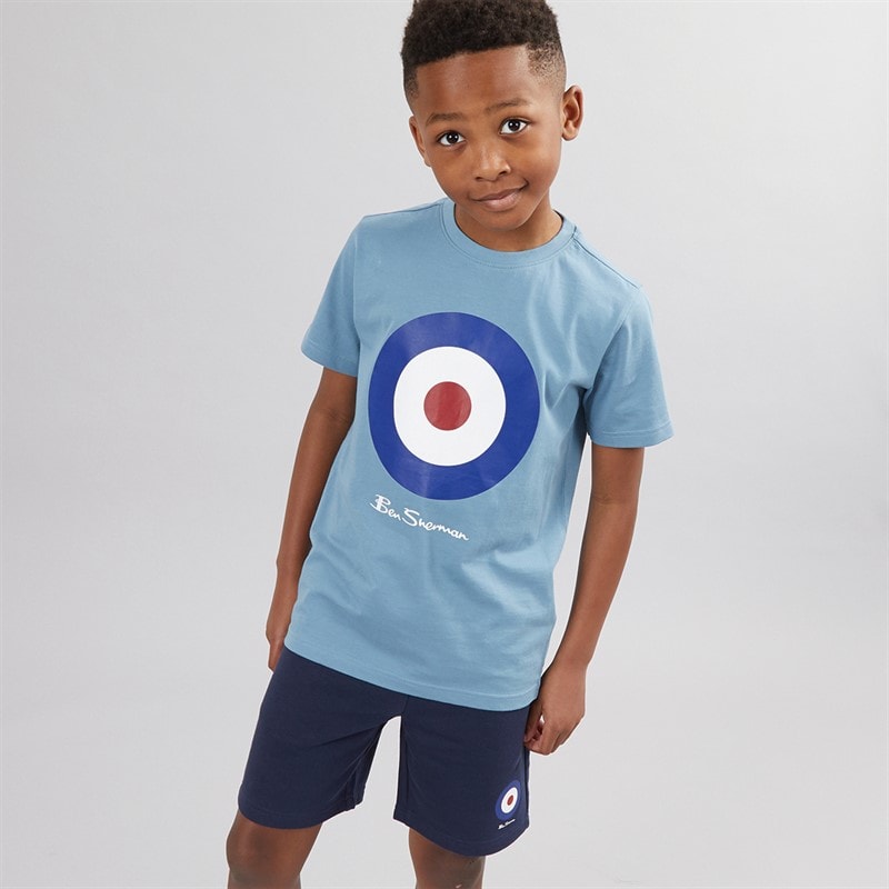 Ben Sherman Boys Target T-Shirt And Shorts Set Provincial Blue - Image 1
