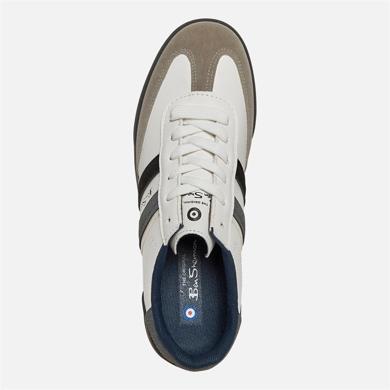 Ben Sherman Mens Sokka Stripe Trainers White/Grey/Black - Image 4