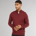 Ben Sherman Mens 1/4 Zip Funnel Neck Jumper Wine