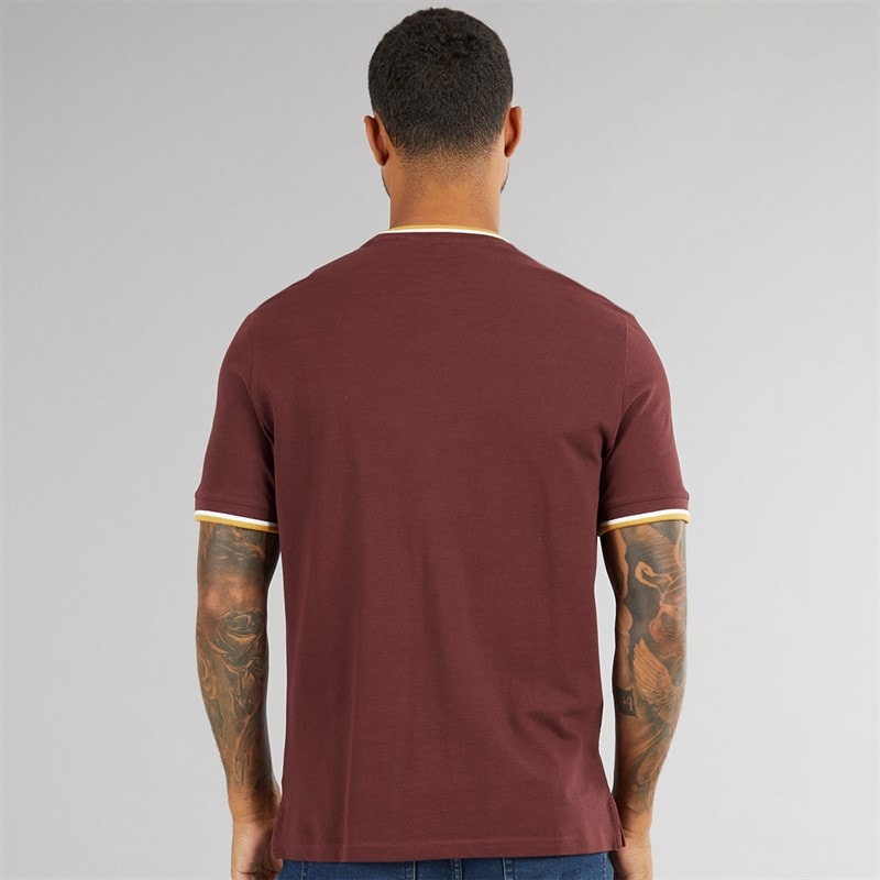 Ben Sherman Mens Pique Ringer T-Shirt Wine - Image 2