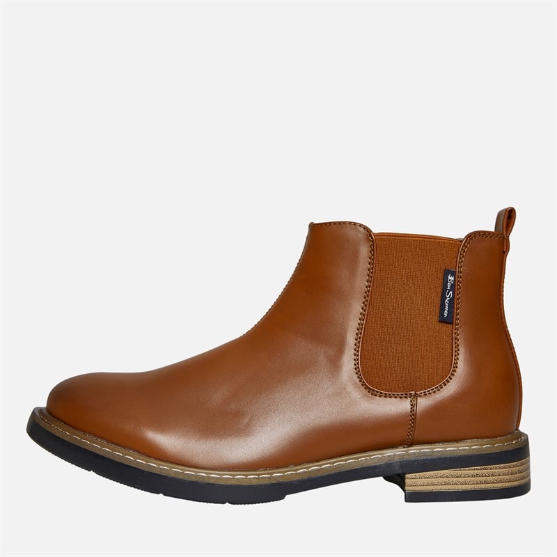 Ben Sherman Mens Tribute Chelsea Boots New Tan Burnish - Image 1