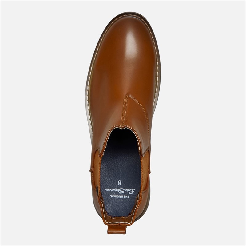 Ben Sherman Mens Tribute Chelsea Boots New Tan Burnish - Image 4