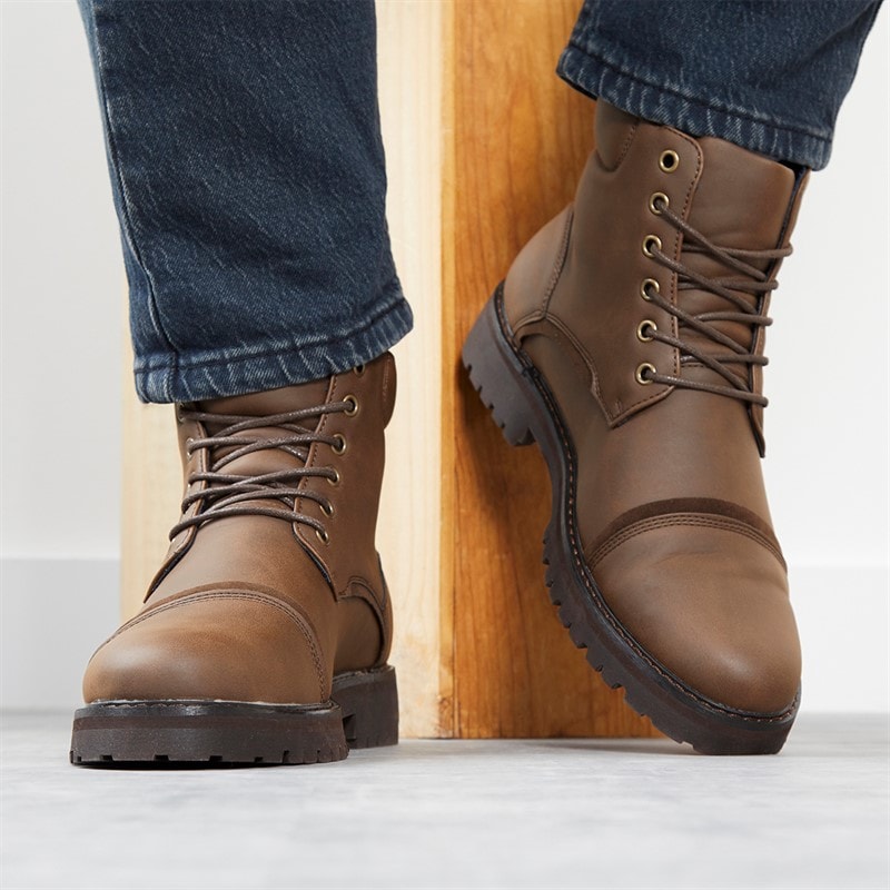 Ben Sherman Mens Chesterley Toe Cap Boots Brown - Image 2