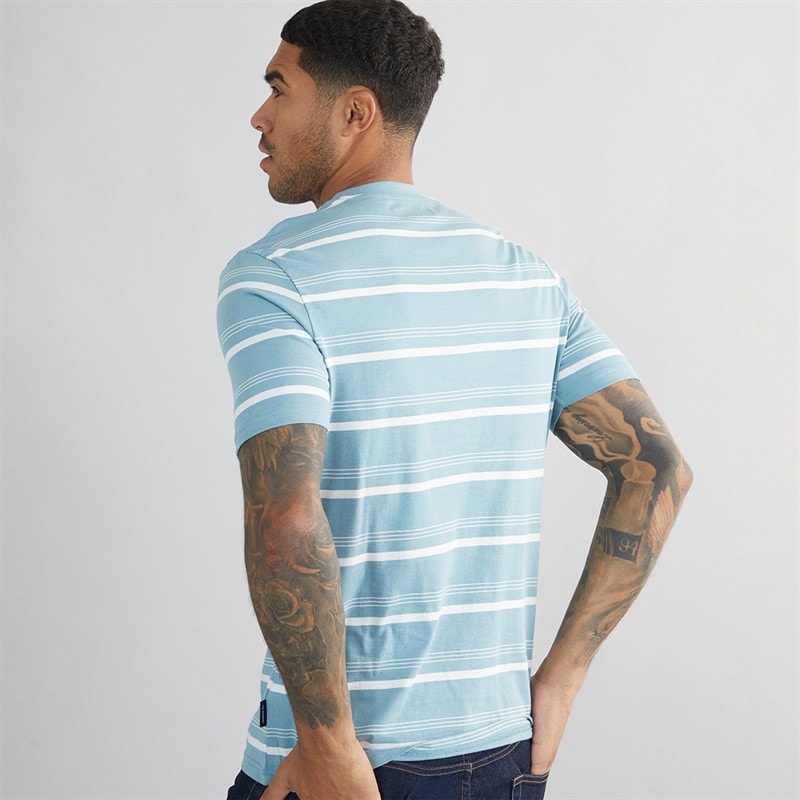 Ben Sherman Mens Fine Stripe T-Shirt Petrol - Image 2