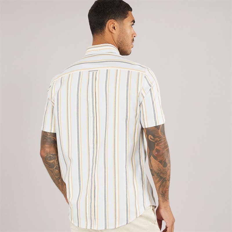 Ben Sherman Mens Oxford Stripe Short Sleeve Shirt Pale Blue - Image 2