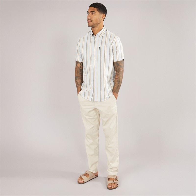 Ben Sherman Mens Oxford Stripe Short Sleeve Shirt Pale Blue - Image 3