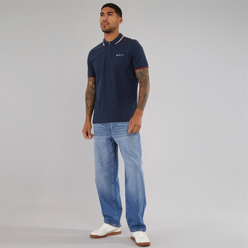 Ben Sherman Mens Twin Tipped Polo Shirt Dark Navy - Image 3