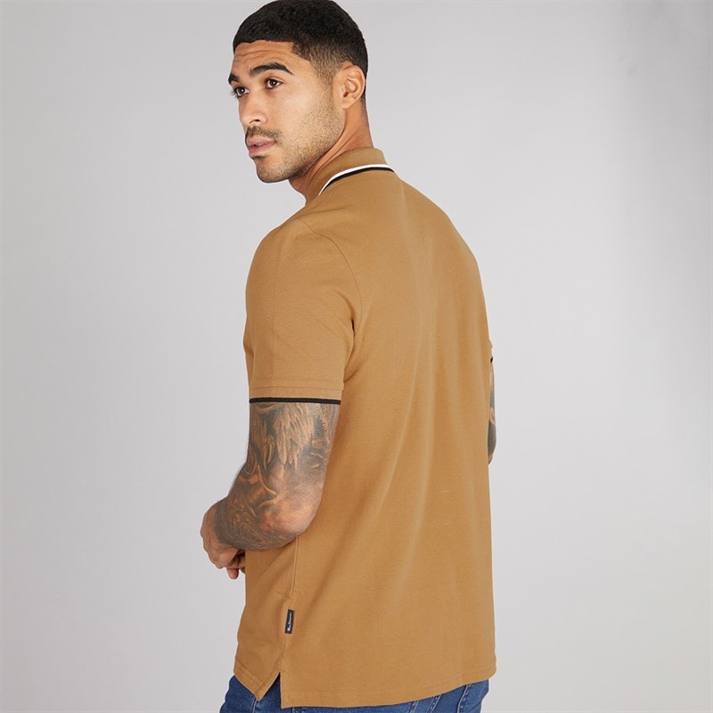 Ben Sherman Mens Twin Tipped Polo Shirt Light Brown - Image 2
