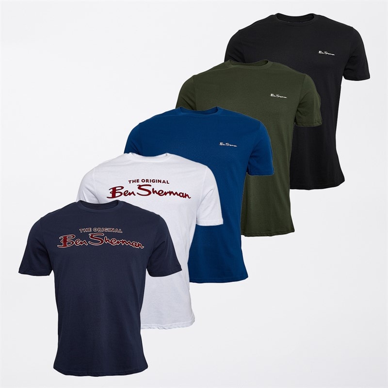 Ben Sherman Mens Five Pack T-Shirts Multi - Image 1