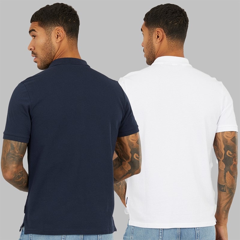 Ben Sherman Mens Two Pack Polo Shirts Dark Navy/White - Image 2