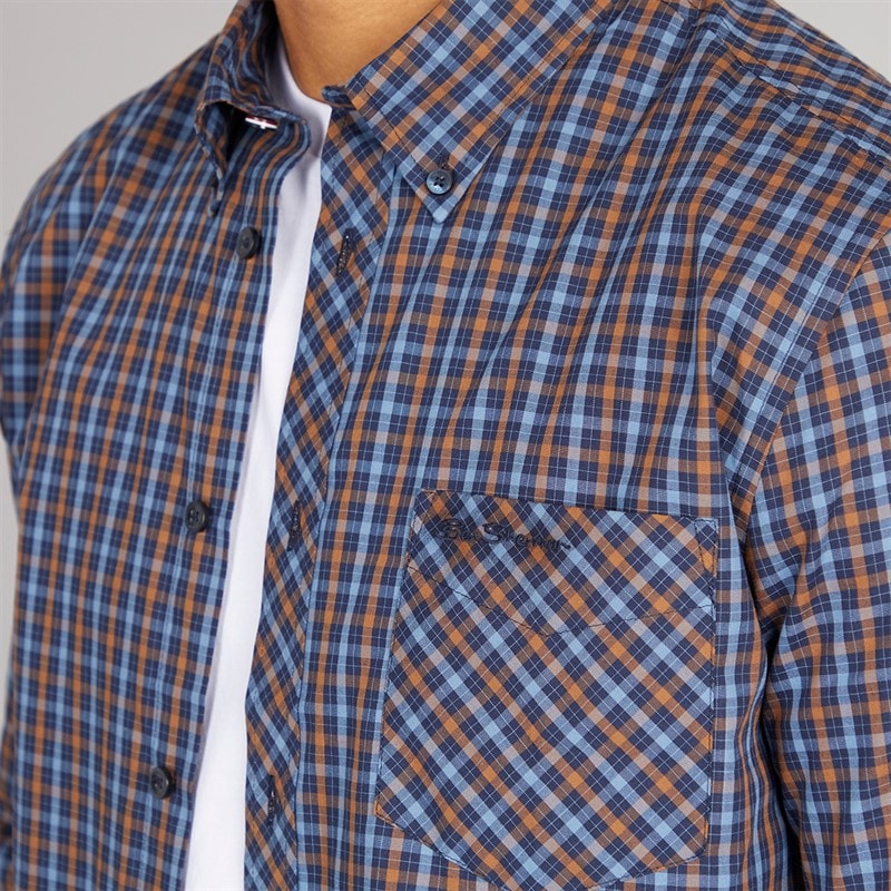 Ben Sherman Mens Long Sleeve House Check Shirt Dark Navy - Image 3