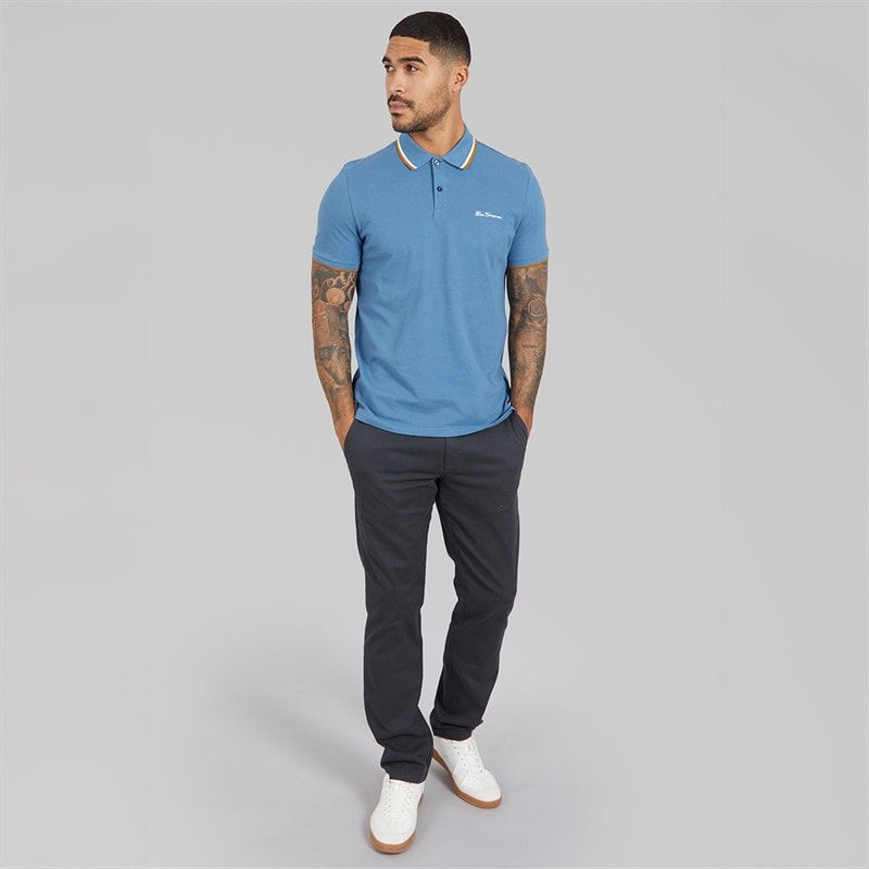 Ben Sherman Mens Twin Tipped Polo Shirt Airforce - Image 4