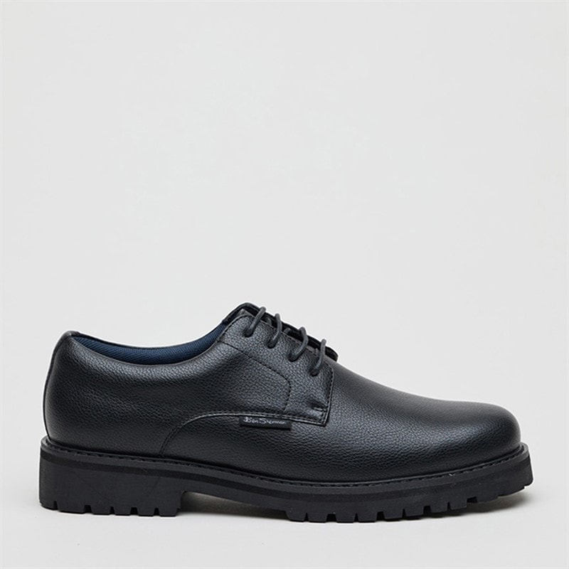 Ben Sherman Mens Chesterley Derby Shoes Black Grainy Pu