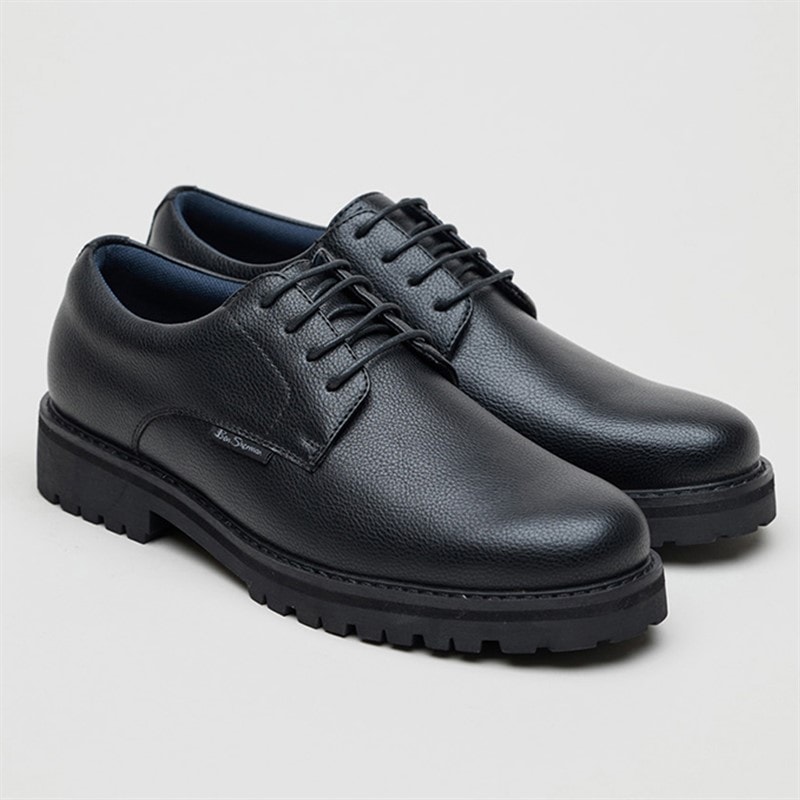 Ben Sherman Mens Chesterley Derby Shoes Black Grainy Pu - Image 2