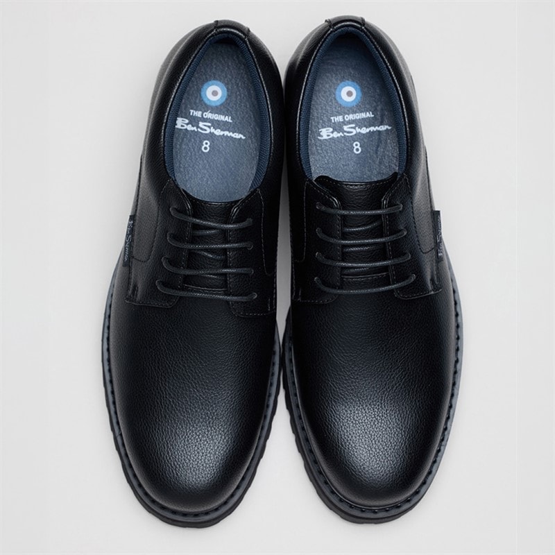 Ben Sherman Mens Chesterley Derby Shoes Black Grainy Pu - Image 3