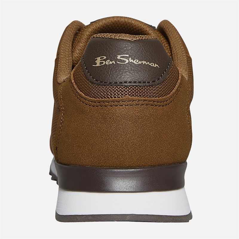 Ben Sherman Mens Owen Retro Run Trainers Brown Mesh - Image 4