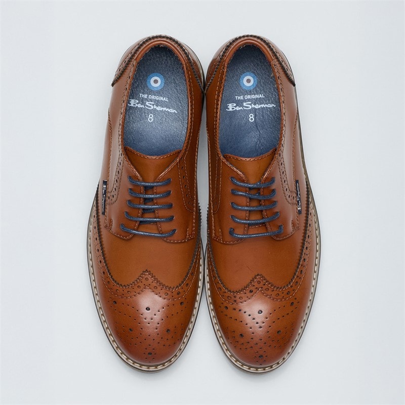 Ben Sherman Mens Triumph II Brogue Shoes Burnished Tan - Image 3