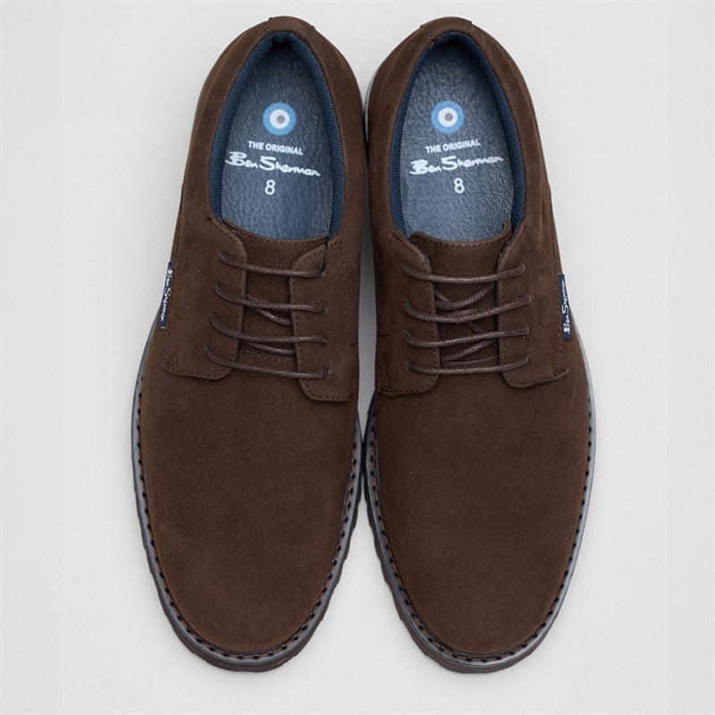 Ben Sherman Mens Chesterley Derby Shoes Brown Imi Suede - Image 3