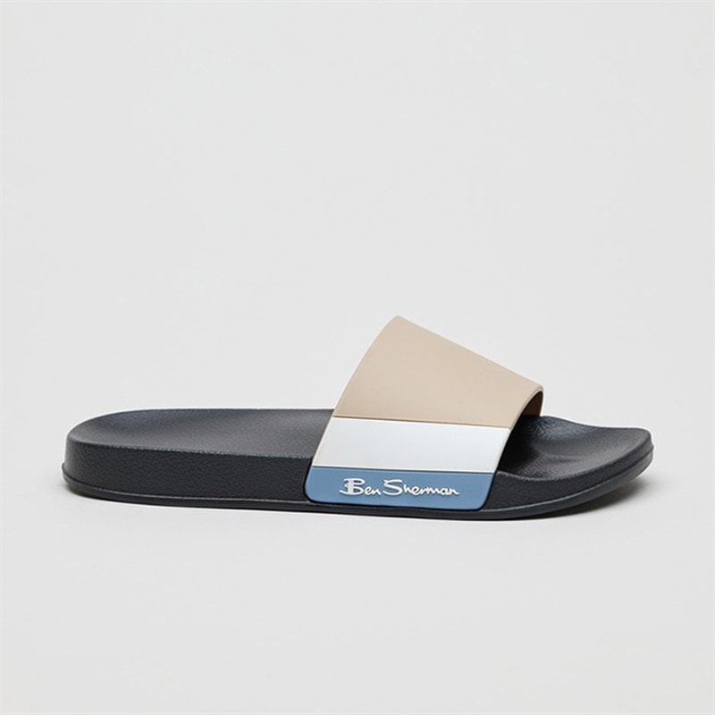 Ben Sherman Mens Towan Sliders Sand/Blue/White - Image 2