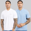 Ben Sherman Mens Two Pack Plain Polo Shirts White/Glacier Glacier/White