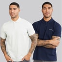 Ben Sherman Mens Two Pack Plain Polo Shirts Light Green/Dark Navy