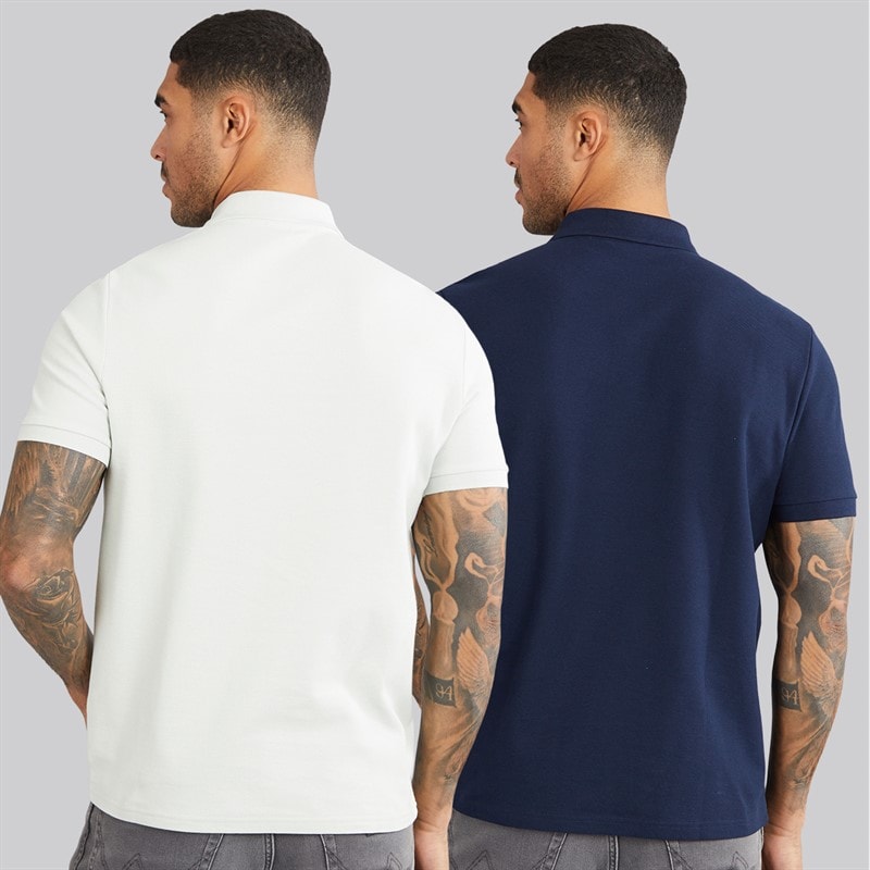 Ben Sherman Mens Two Pack Plain Polo Shirts Light Green/Dark Navy - Image 2