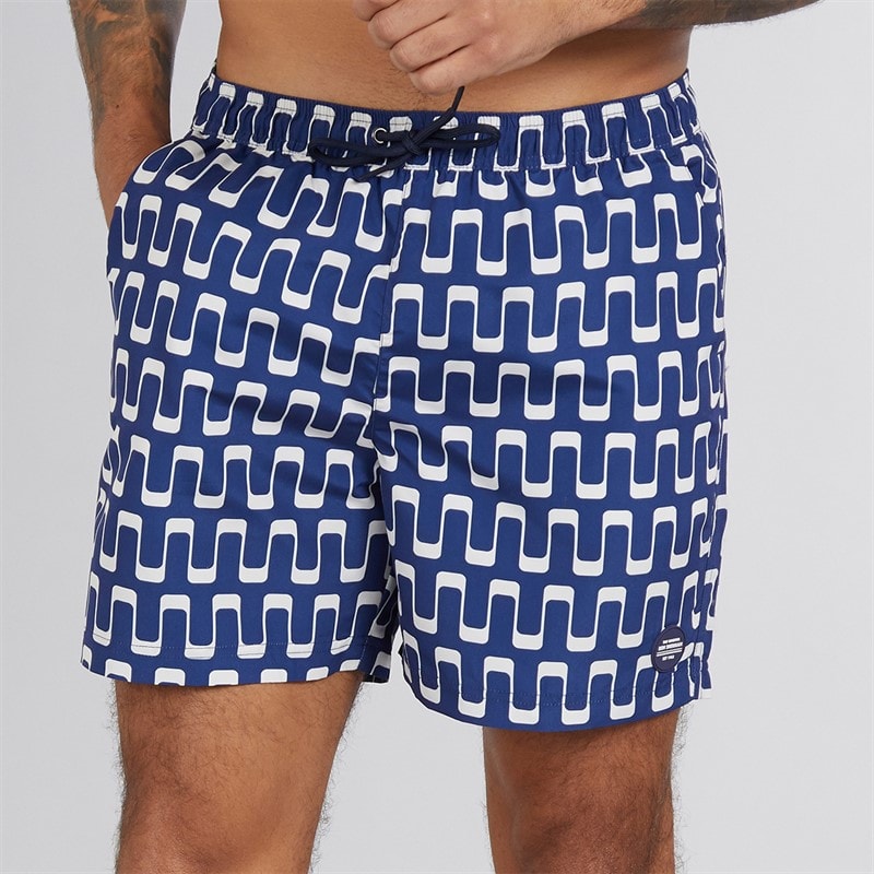 Ben Sherman Mens Resort Geo Swim Shorts Navy
