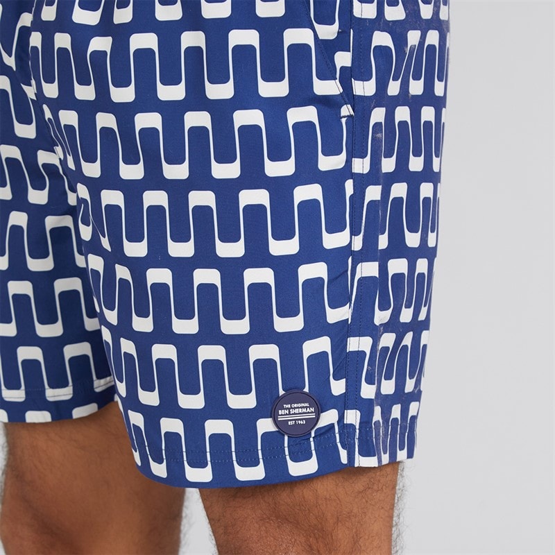 Ben Sherman Mens Resort Geo Swim Shorts Navy - Image 3