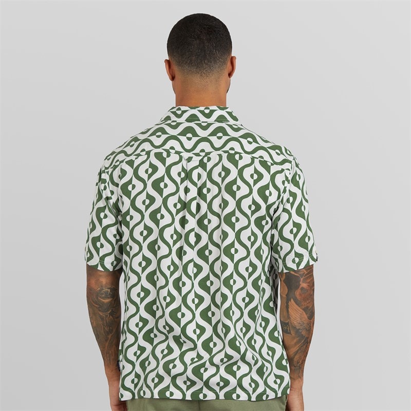 Ben Sherman Mens Short Sleeve Carnaby Geo Shirt Forest - Image 2