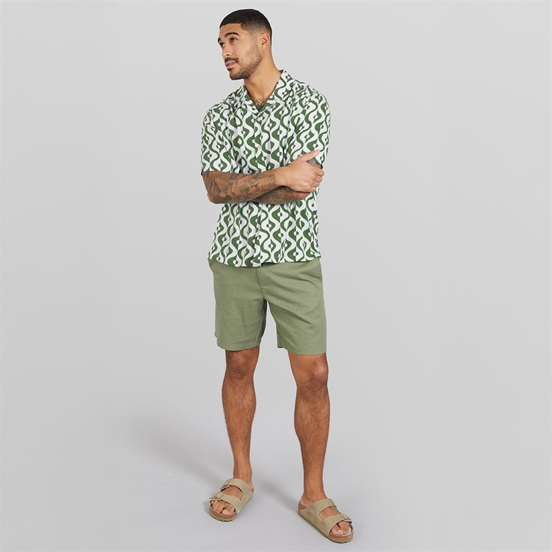 Ben Sherman Mens Short Sleeve Carnaby Geo Shirt Forest - Image 4