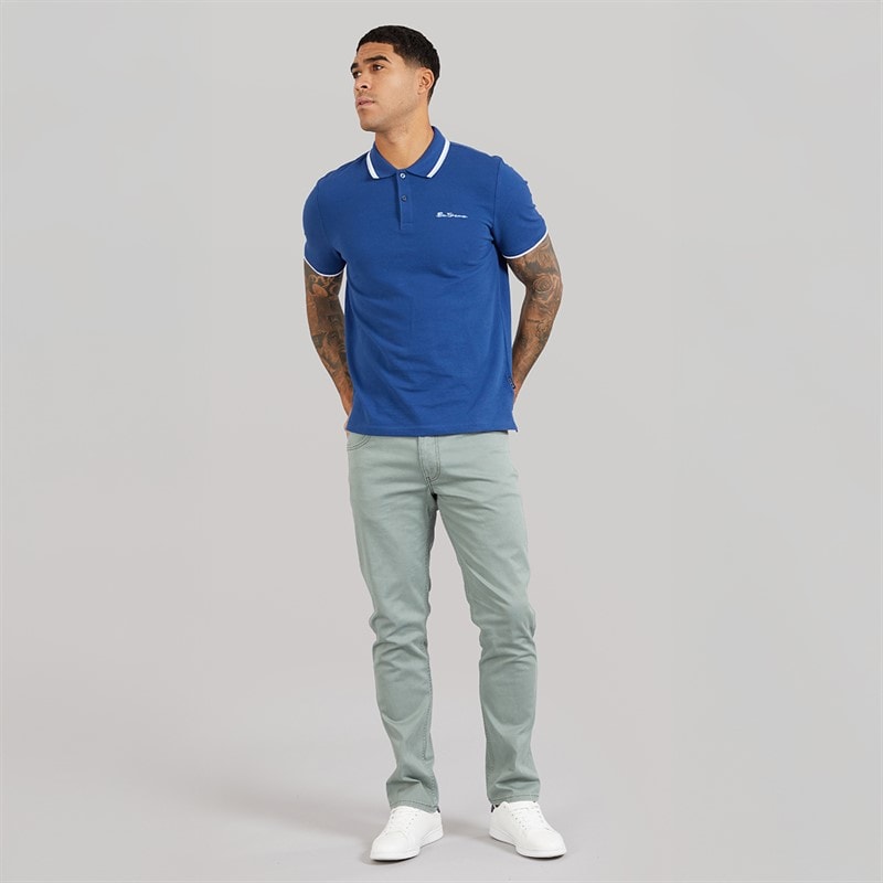 Ben Sherman Mens Twin Tipped Polo Shirt Royal Blue - Image 4