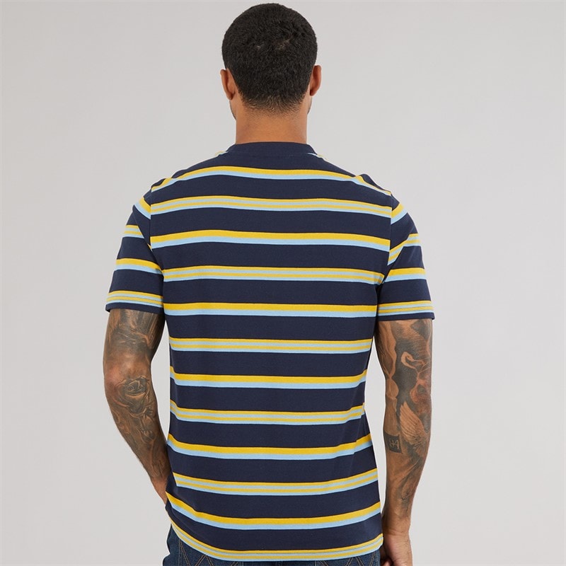 Ben Sherman Mens Textured Stripe T-Shirt Dark Navy - Image 2