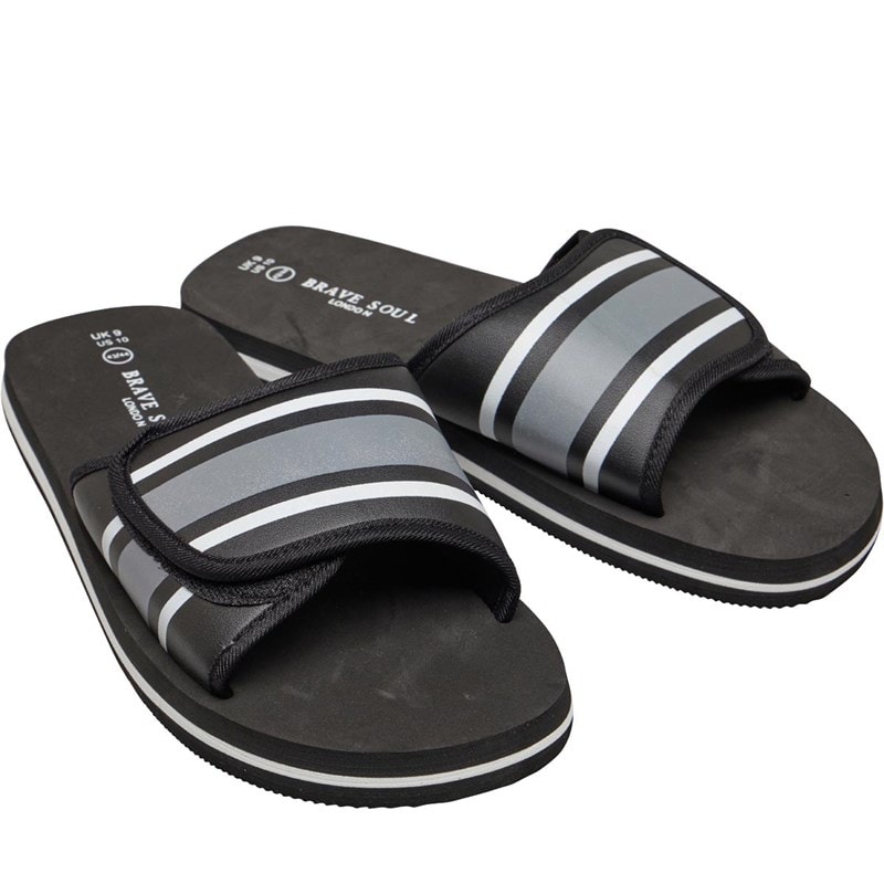 Brave Soul Mens Mateo Slides Black/Grey/White