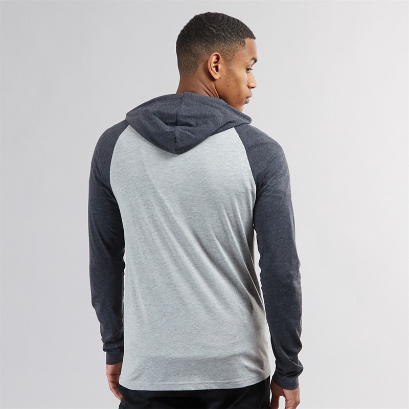 Brave Soul Mens French Long Sleeve Top With Hood Light Grey Marl/Dark Charcoal - Image 2