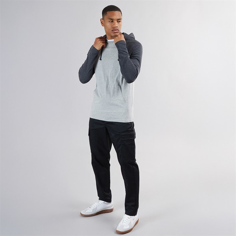 Brave Soul Mens French Long Sleeve Top With Hood Light Grey Marl/Dark Charcoal - Image 4