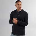 Brave Soul Mens Centre Long Sleeve Polo Shirt Black