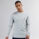 Brave Soul Mens Franz Long Sleeve Crew Neck T-Shirt Light Grey Marl/Dark Charcoal Marl