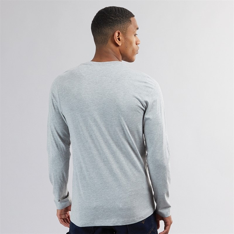 Brave Soul Mens Franz Long Sleeve Crew Neck T-Shirt Light Grey Marl/Dark Charcoal Marl - Image 2