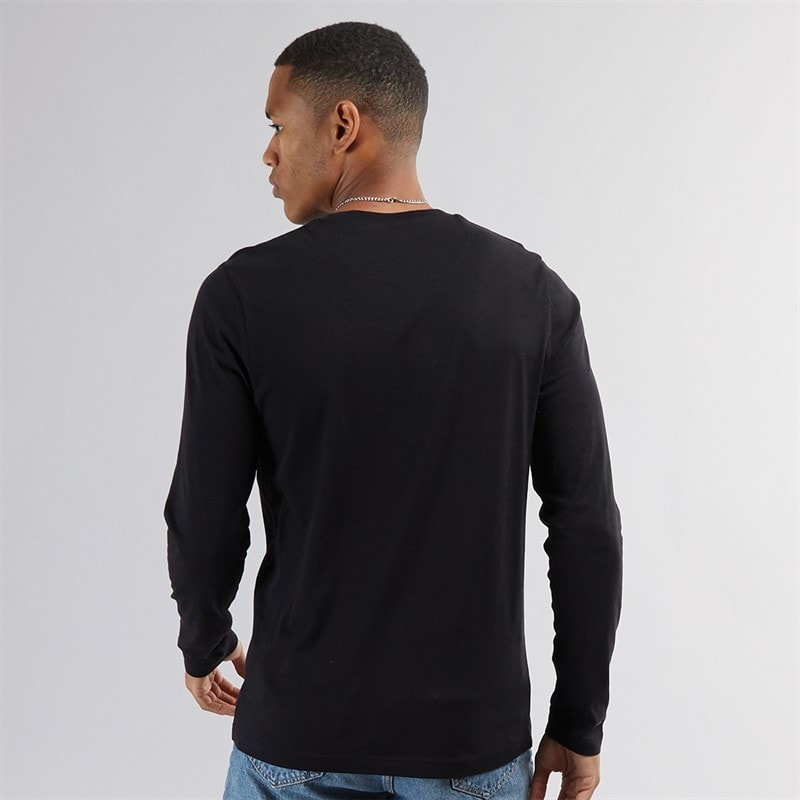 Brave Soul Mens Franz Long Sleeve Crew Neck T-Shirt Jet Black/Dark Charcoal Marl - Image 2
