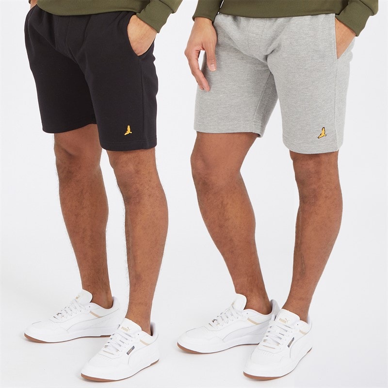 Brave Soul Mens Two Pack McCartney Shorts Black/Grey