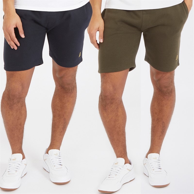 Brave Soul Mens Two Pack Mccartney Shorts Navy/Khaki - Image 1