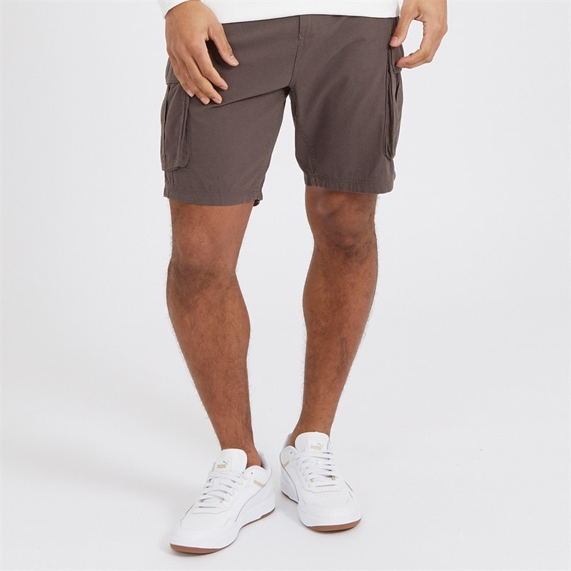 Brave Soul Mens Riverwood Cargo Shorts Charcoal