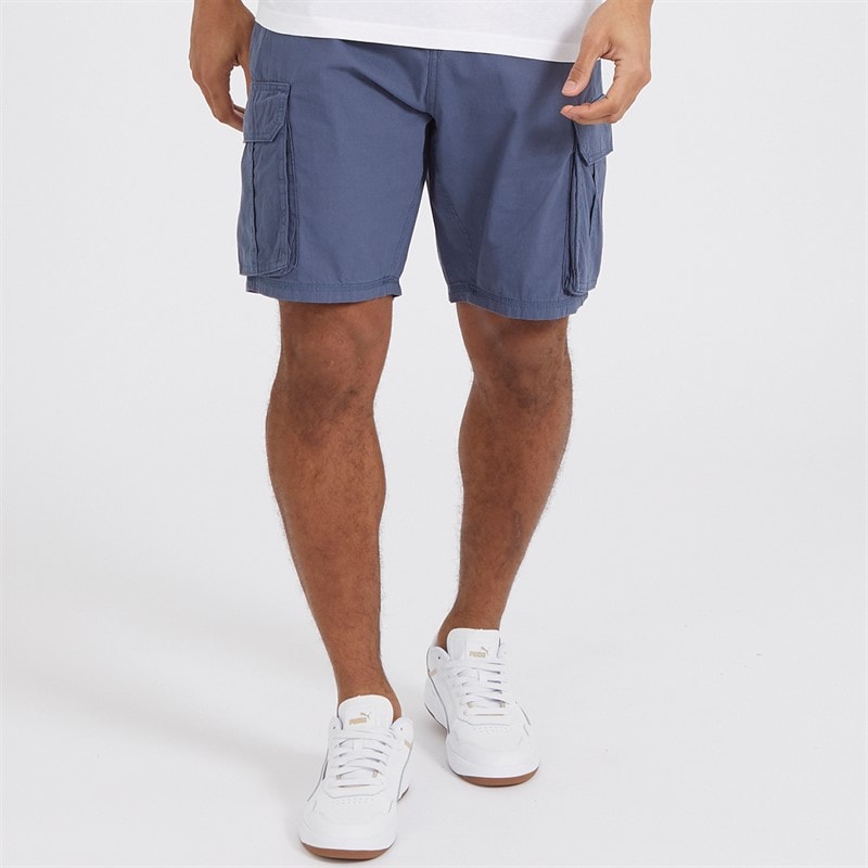 Brave Soul Mens Riverwood Cargo Shorts Blue