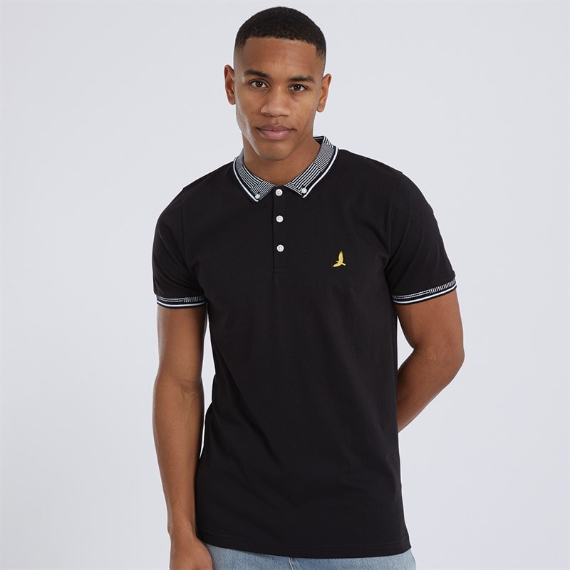 Brave Soul Mens Story Polo Shirt Black - Image 1