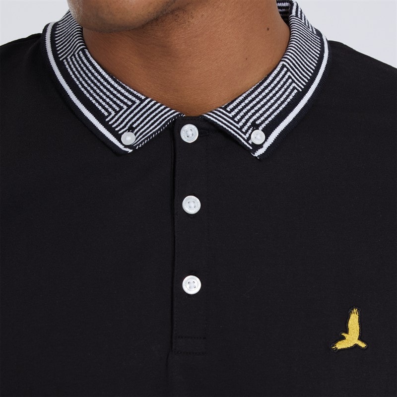 Brave Soul Mens Story Polo Shirt Black - Image 3