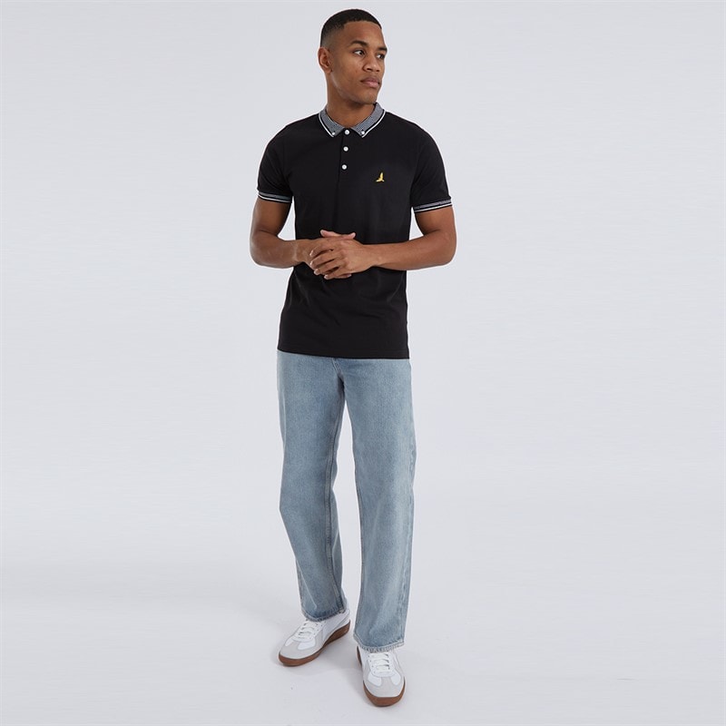 Brave Soul Mens Story Polo Shirt Black - Image 4