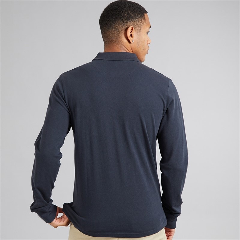 Brave Soul Mens General Long Sleeve Polo Shirt Dark Navy - Image 2
