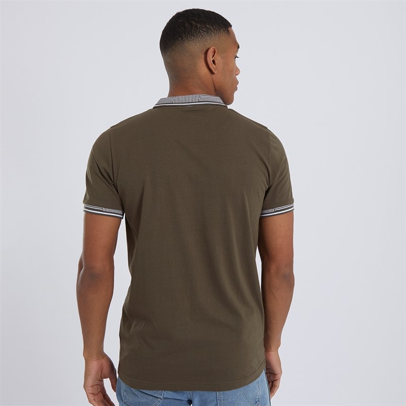 Brave Soul Mens Story Polo Shirt Khaki - Image 2
